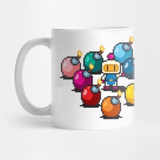 Bomberman rainbow bombs pixel art Mug